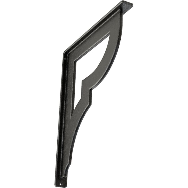 Ekena Millwork Bradford Wrought Iron Bracket, (Single center brace), Antiqued Pewter 1 1/2"W x 12"D x 15"H BKTM01X12X15SBRAPW - main